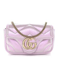 Iridescent Nappa Chevron Matelasse Super Mini GG Marmont Shoulder Bag Iridescent Escape Pink