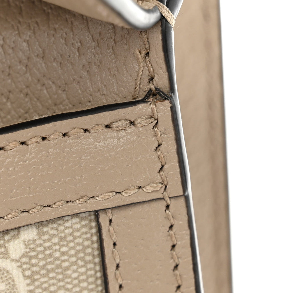GG Supreme Monogram Textured Dollar Calfskin Small Rectangular Dionysus Shoulder Bag Beige Mystic White Oatmeal