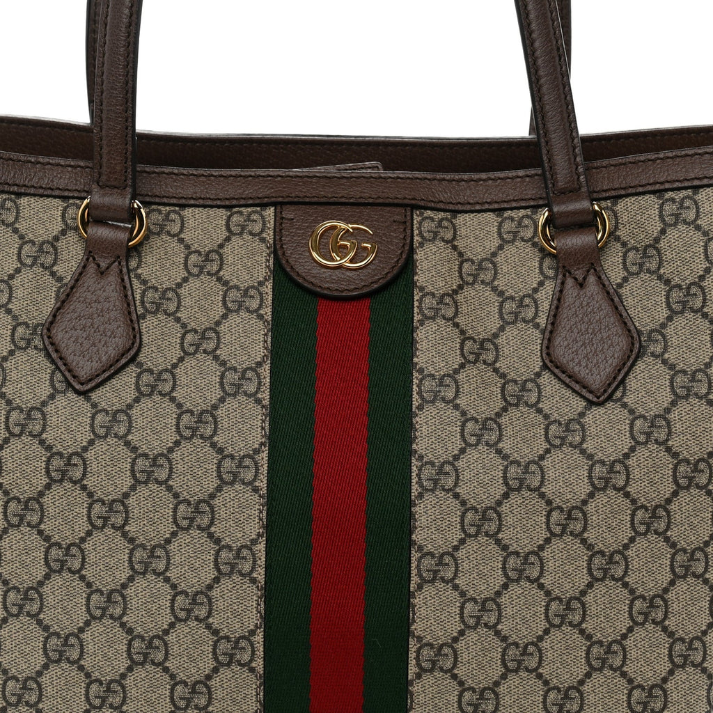 GG Supreme Monogram Medium Ophidia Shopping Tote Brown