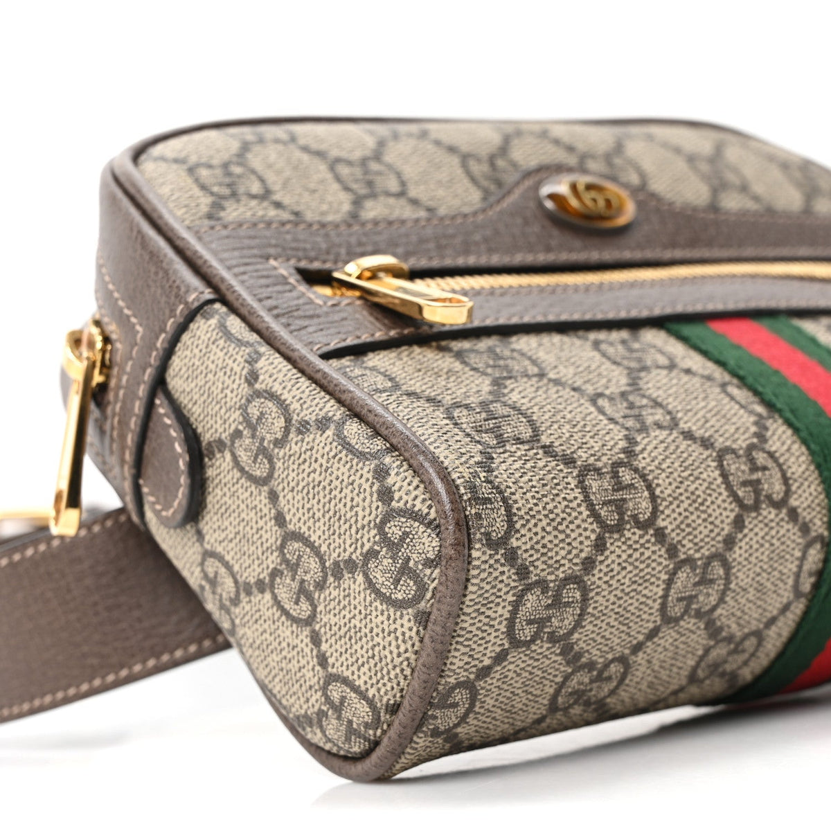 GG Supreme Monogram Web Small Ophidia Belt Bag 95 38 Dark Brown