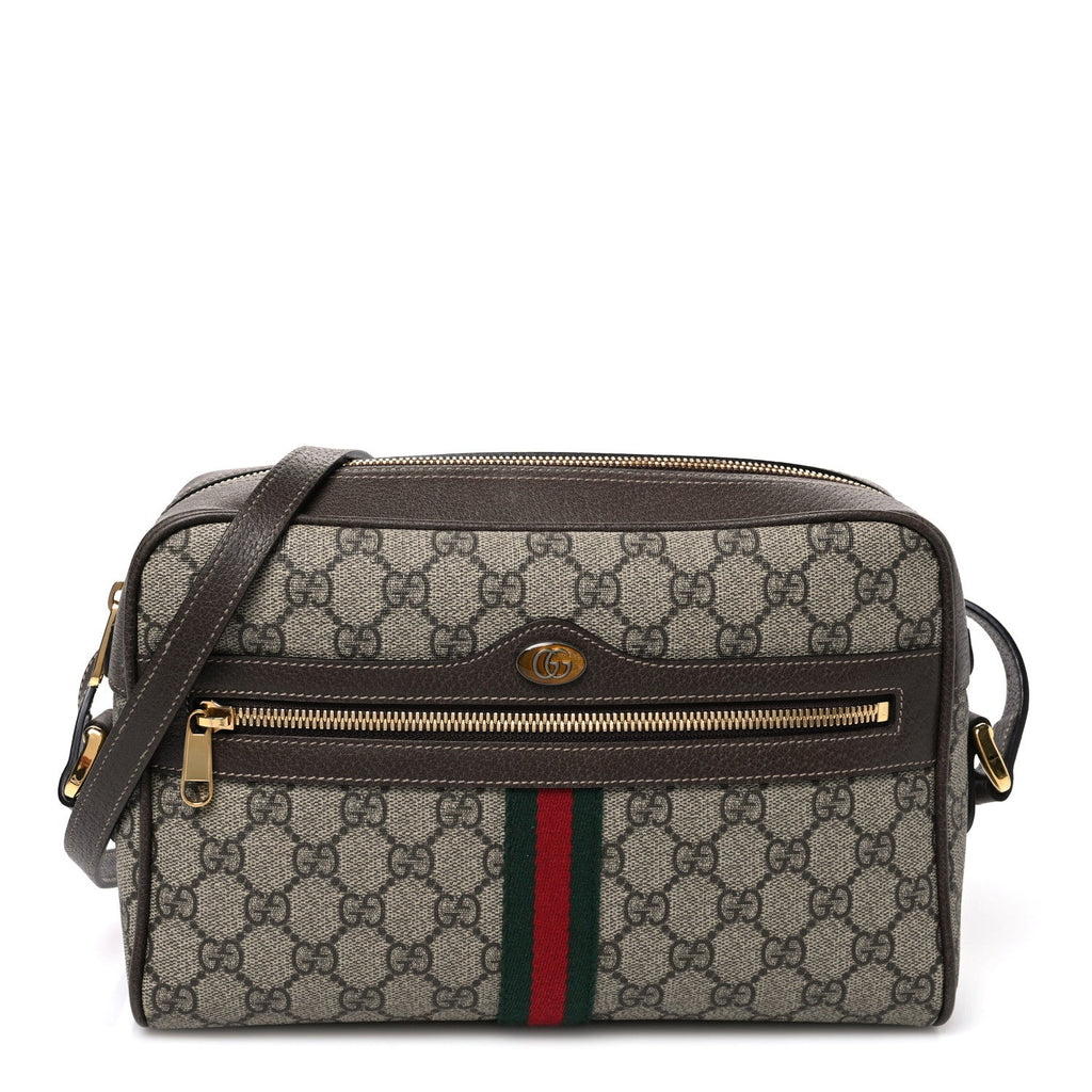 GG Supreme Monogram Web Small Ophidia Shoulder Bag Brown