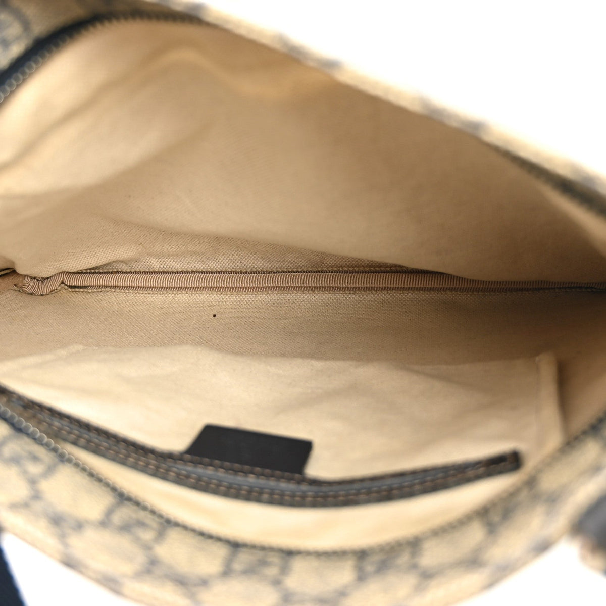 GG Supreme Monogram Small Flat Side Zip Messenger Bag Beige Blue