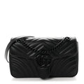 Calfskin Matelasse Monochrome Small GG Marmont Shoulder Bag Black