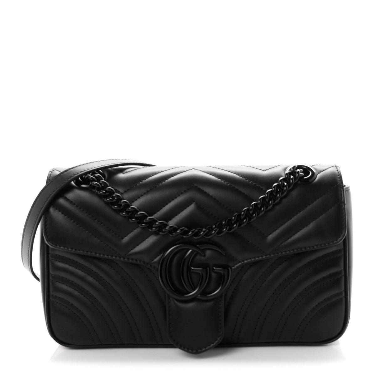 Calfskin Matelasse Monochrome Small GG Marmont Shoulder Bag Black