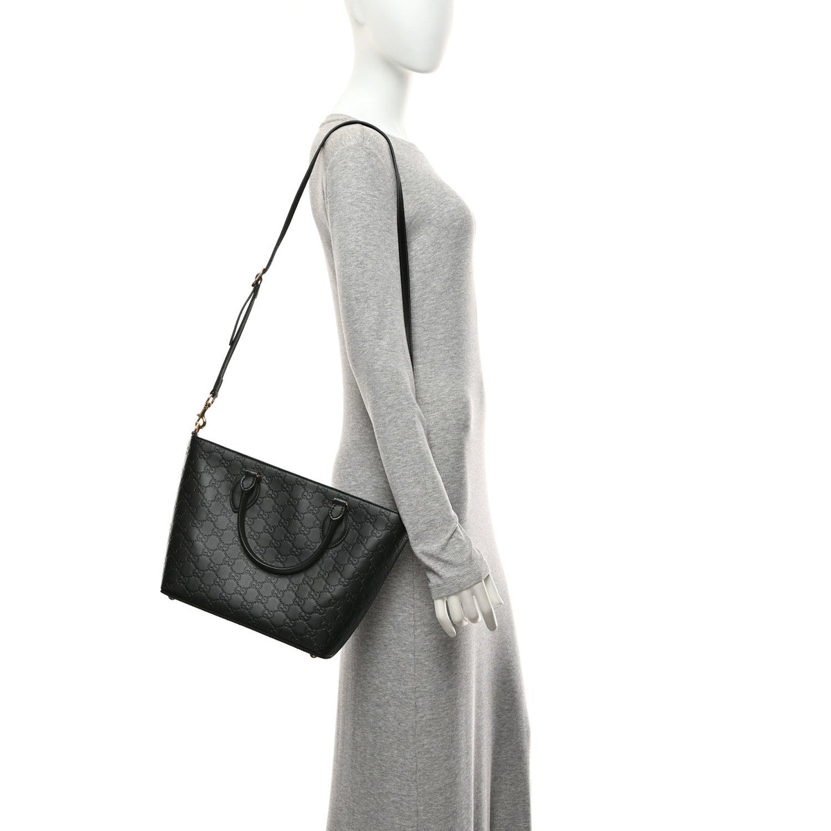 Guccissima Small Zippered Bucket Tote Black