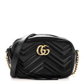 Calfskin Matelasse Mini GG Marmont Chain Shoulder Bag Black