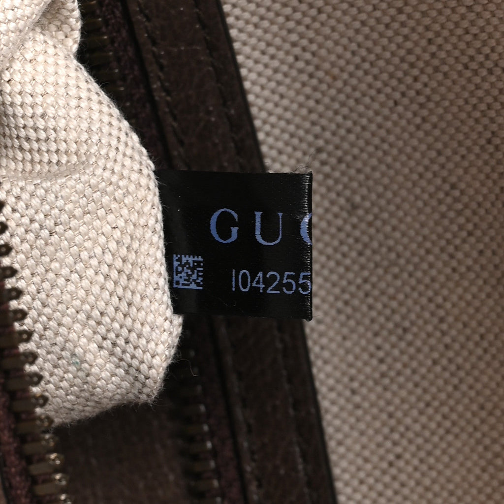 GG Supreme Monogram Textured Dollar Calfskin Web Small Ophidia Day Backpack Beige Ebony Fluorescent Fuchsia