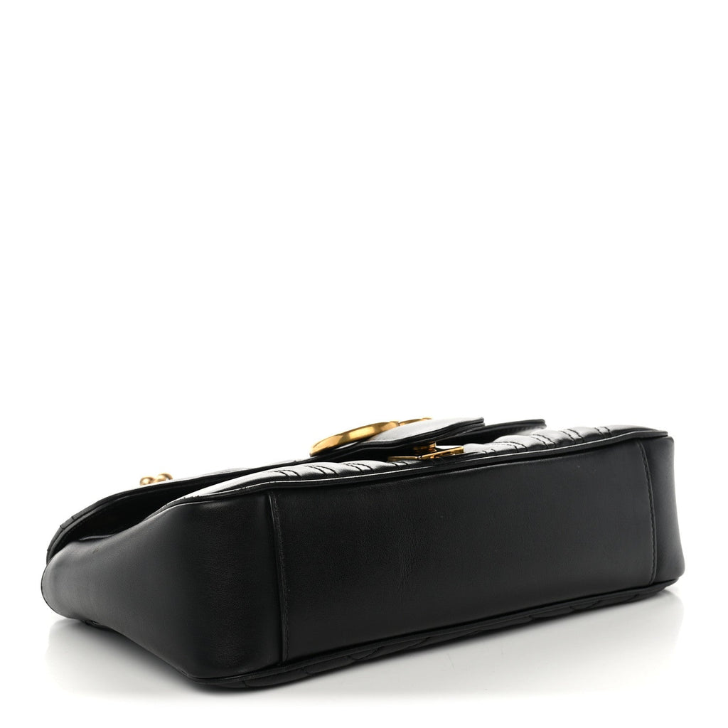Calfskin Matelasse Small GG Marmont Shoulder Bag Black