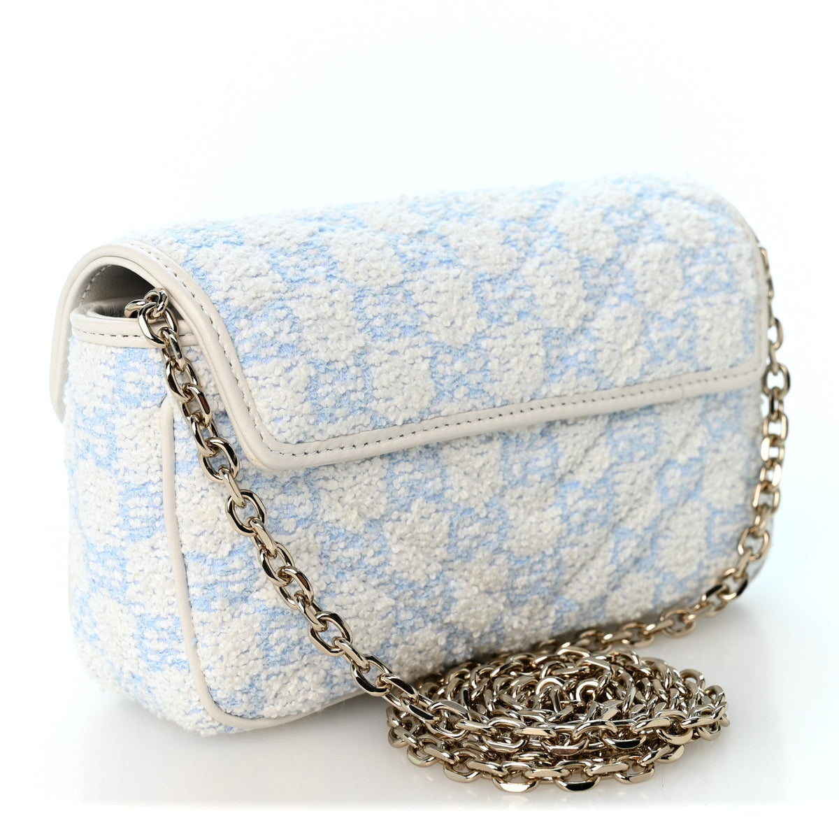 Sponge Boucle Matelasse Mini GG Marmont Shoulder Bag White Light Blue Grey