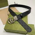 GUCCI Embellished coated-canvas and leather belt 'Black'