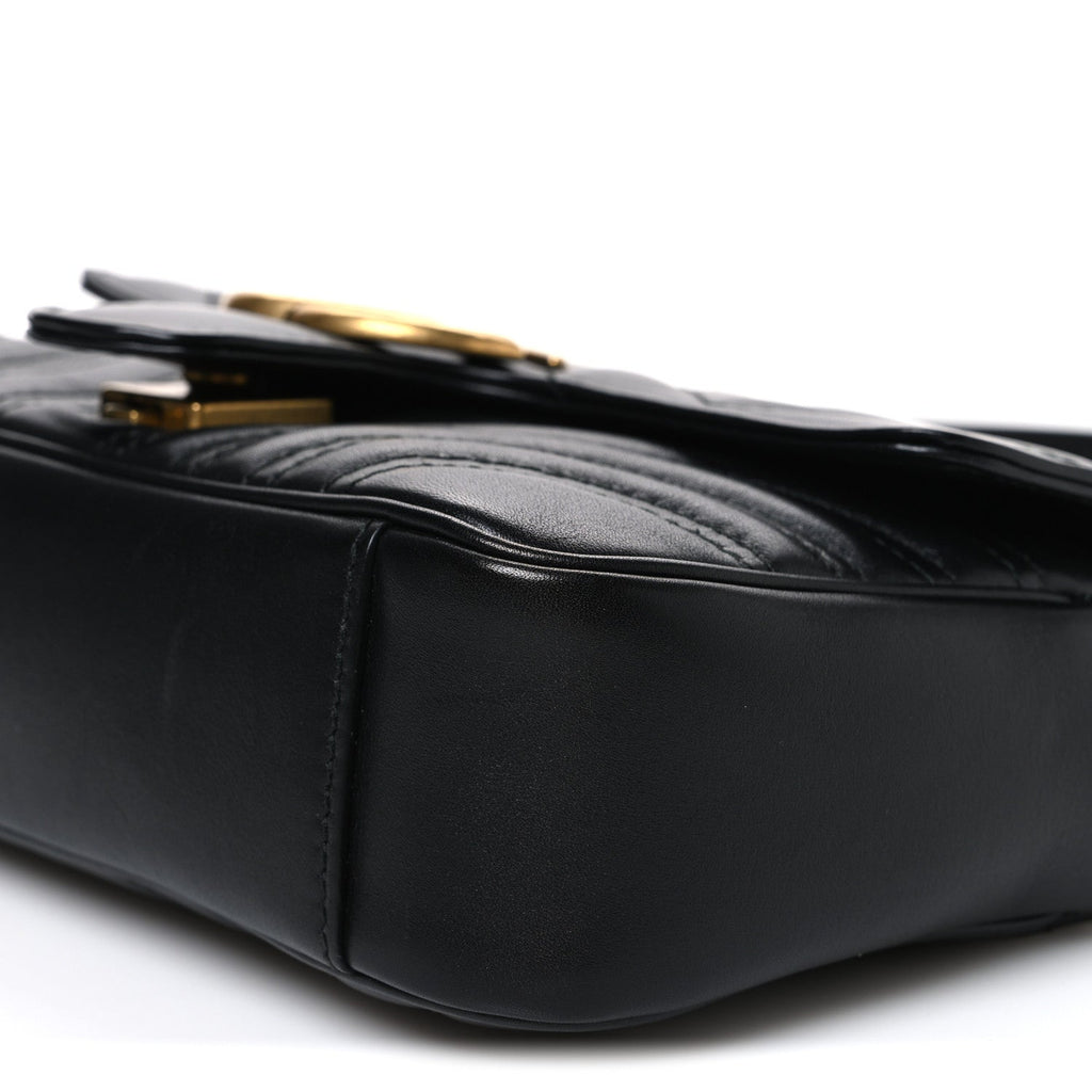 Calfskin Matelasse Mini GG Marmont Shoulder Bag Black