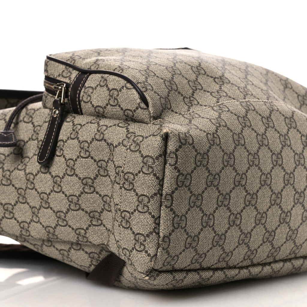 GG Supreme Monogram Medium Single Buckle Rucksack Backpack Beige Ebony Brown