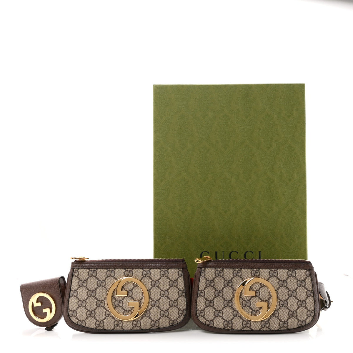 GG Supreme Monogram Textured Dollar Calfskin Mini Blondie Belt Bag Beige Ebony New Acero