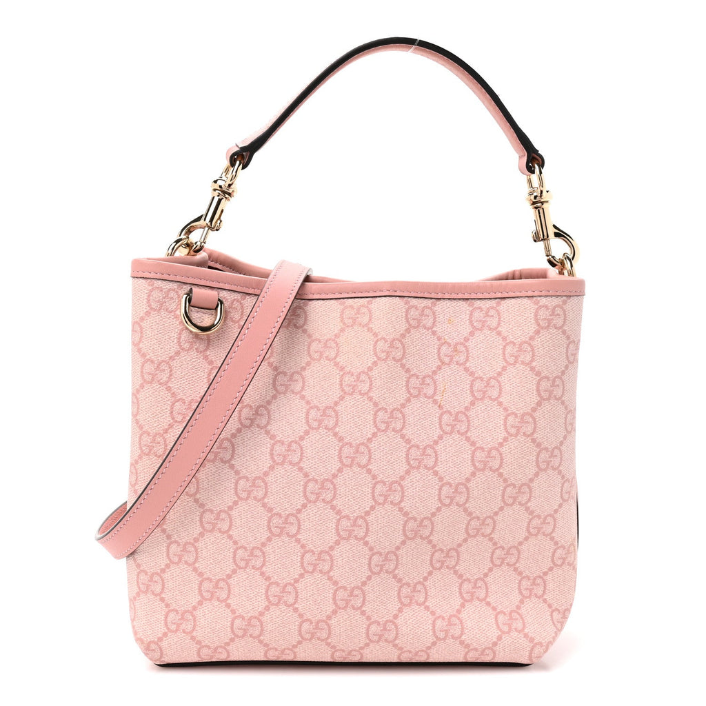GG Supreme Monogram Emblem Mini Bucket Bag Pink