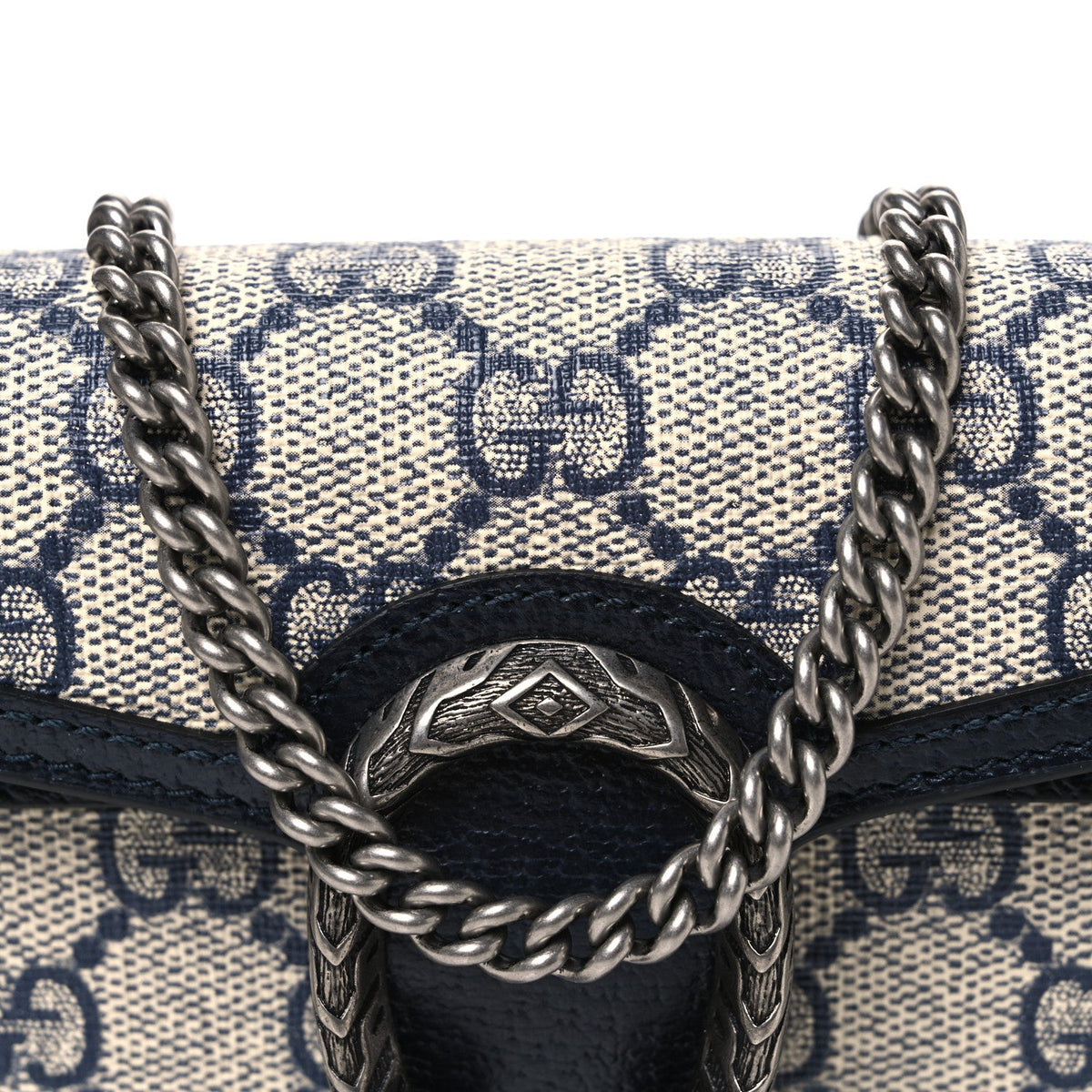 GG Supreme Monogram Textured Dollar Calfskin Super Mini Dionysus Shoulder Bag Beige Blue