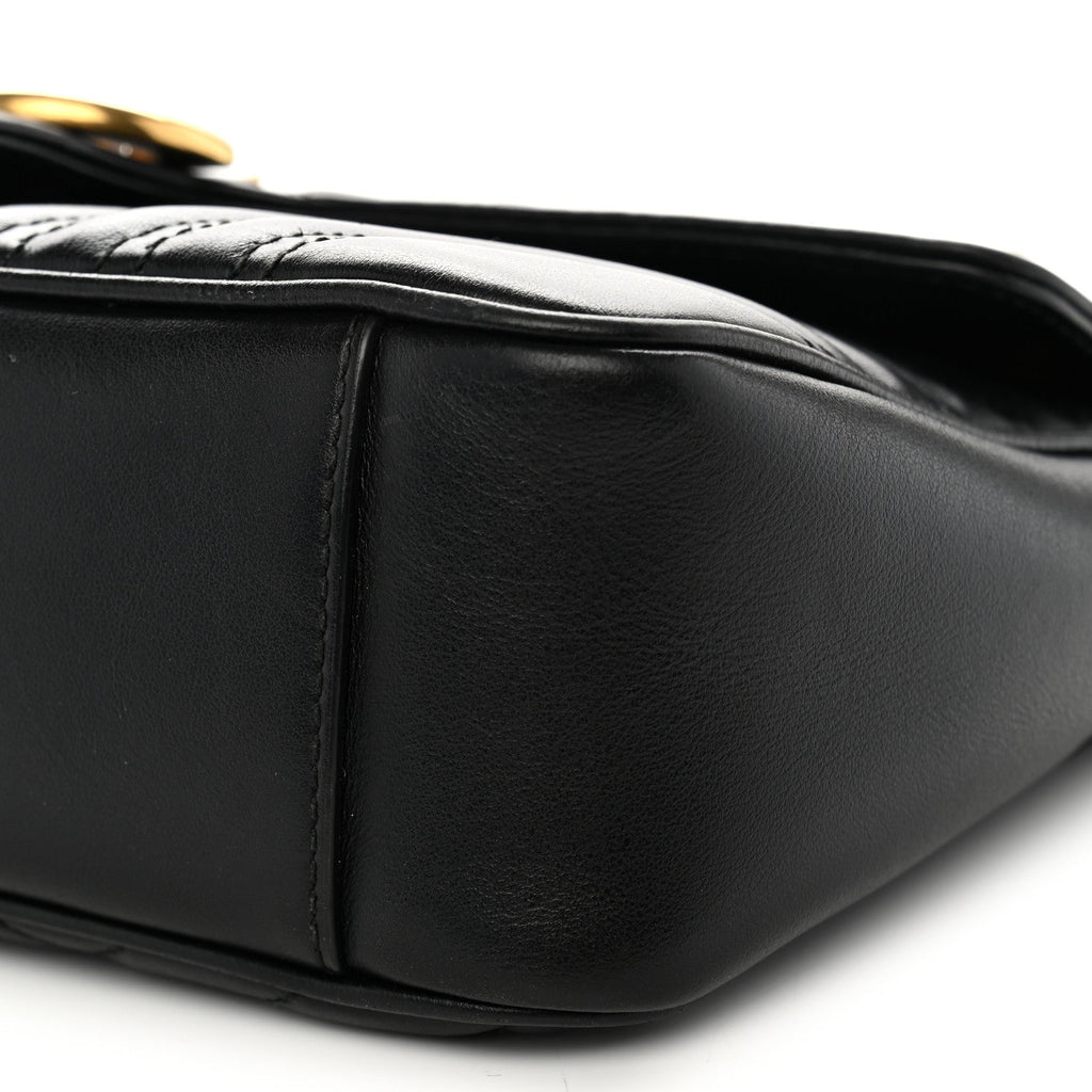 Calfskin Matelasse Small GG Marmont Shoulder Bag Black