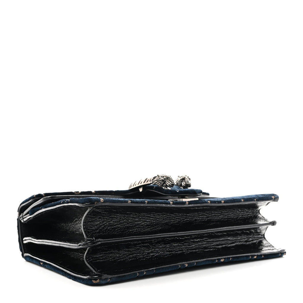 Velvet Skipper GG Monogram Small Dionysus Shoulder Bag Blue Beige Black