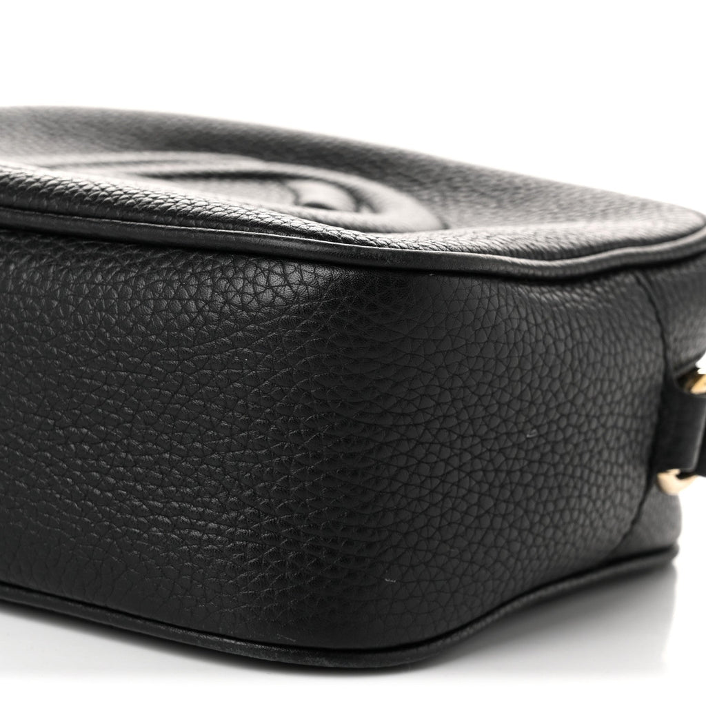 Pebbled Calfskin Small Soho Disco Bag Black