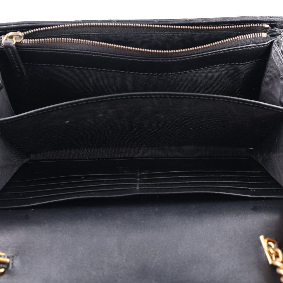 Calfskin Matelasse GG Marmont Chain Wallet Black