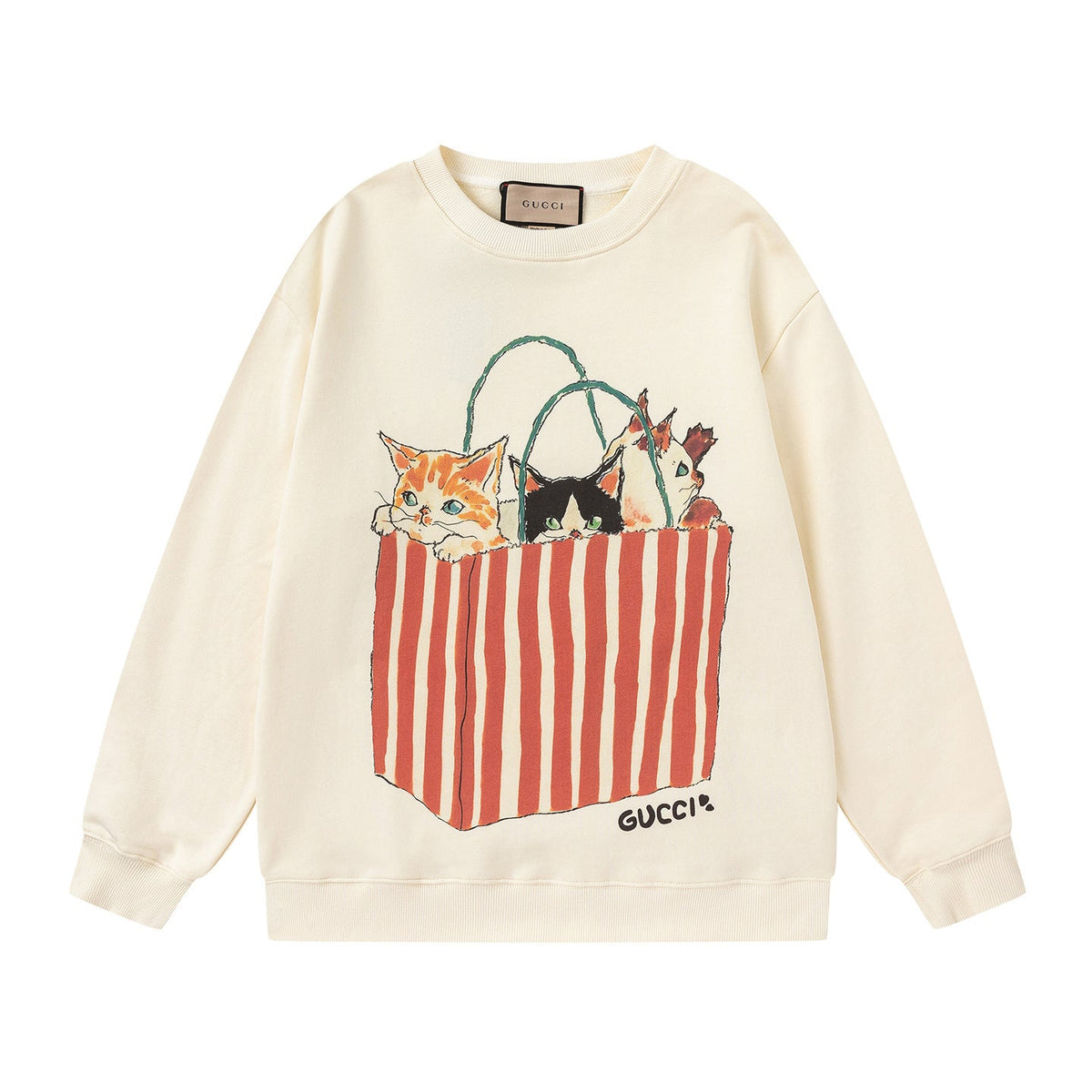GUCCI Beige Cotton Jersey Sweatshirt New & Authentic