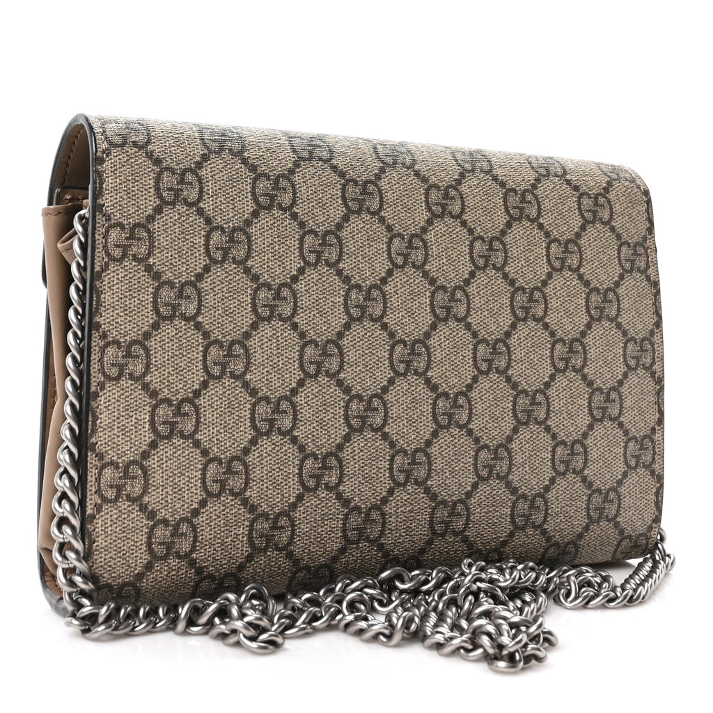 GG Supreme Monogram Mini Dionysus Chain Wallet Beige Taupe