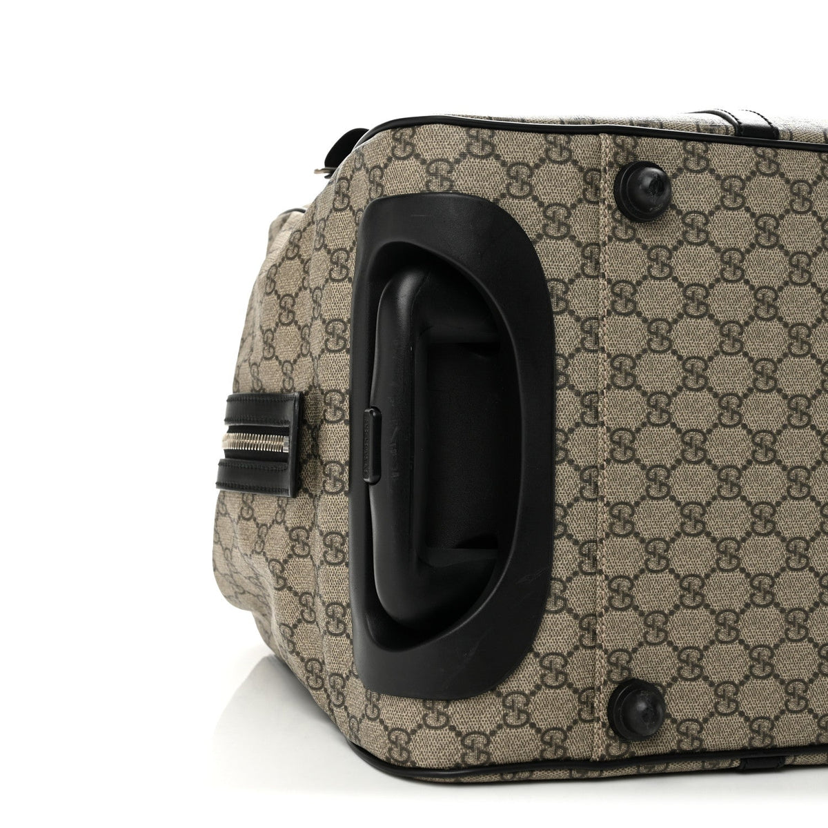 GG Supreme Monogram Selleria Calfskin Carry On Duffle With Wheels Beige Ebony Black