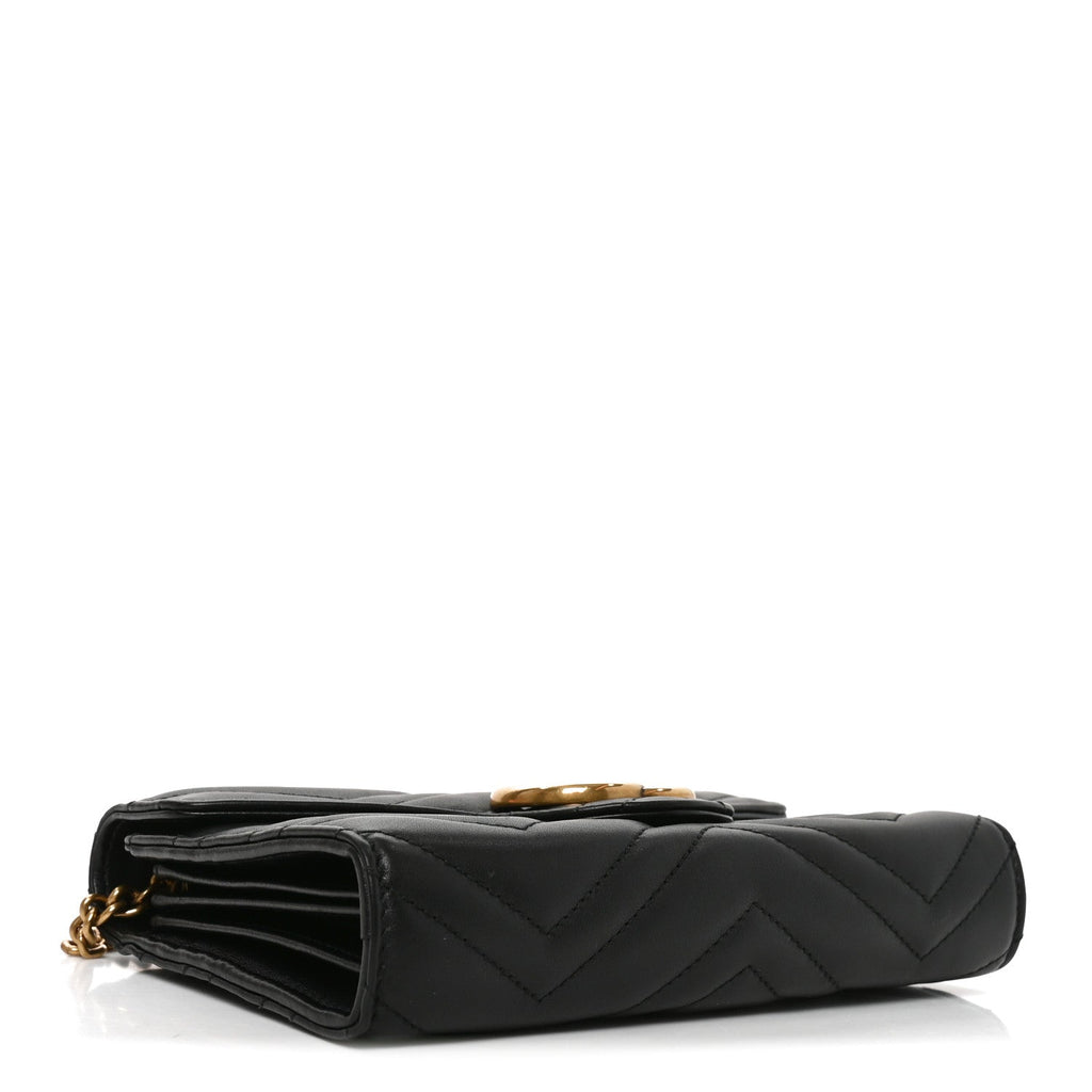 Calfskin Matelasse GG Marmont Chain Wallet Black