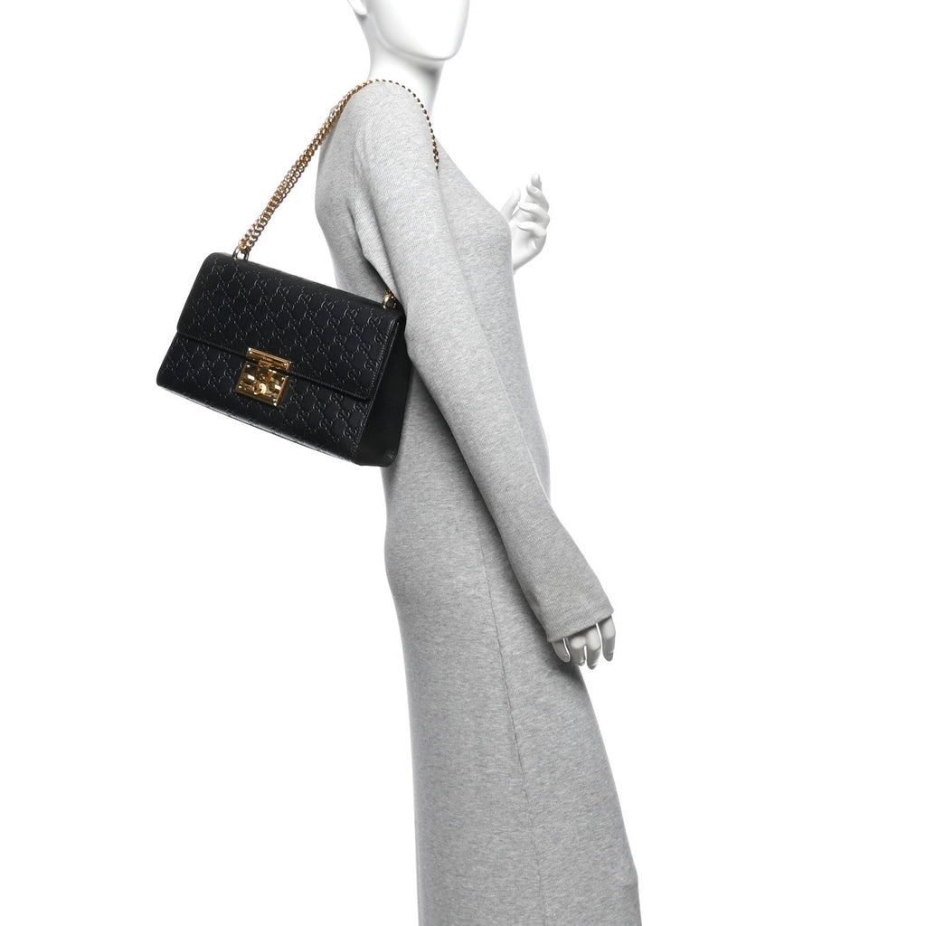 Guccissima Medium Padlock Shoulder Bag Black
