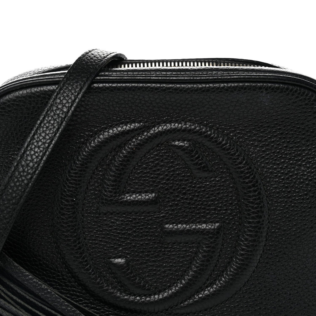 Pebbled Calfskin Small Soho Disco Bag Black