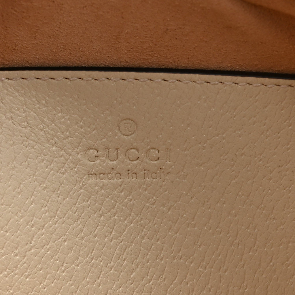 GG Supreme Monogram Textured Calfskin Web Mini Ophidia Shoulder Bag Beige Ebony Mystic White