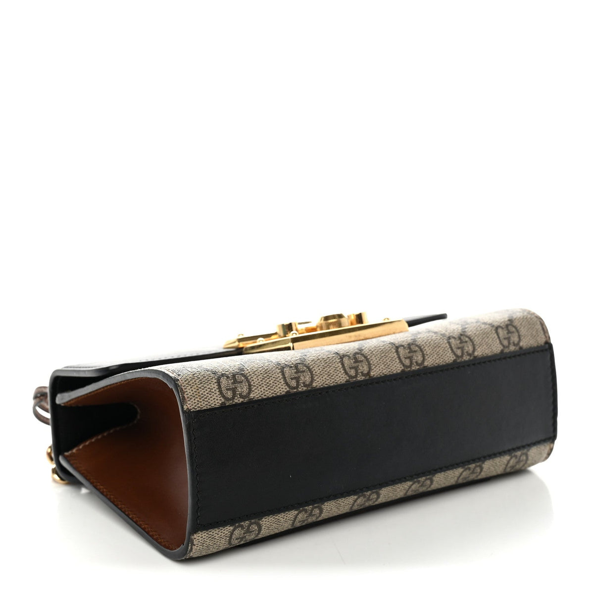 GG Supreme Monogram Calfskin Small Padlock Shoulder Bag Beige Black Cuir