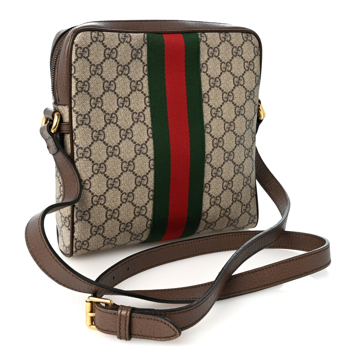 GG Supreme Monogram Web Small Ophidia Messenger Bag Brown