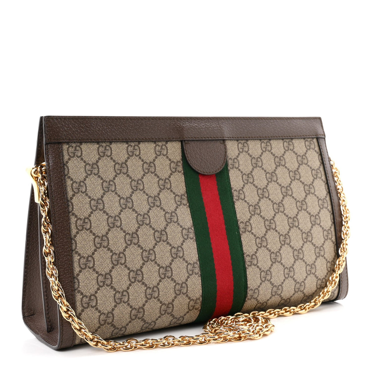 GG Supreme Monogram Web Medium Ophidia Chain Shoulder Bag Brown