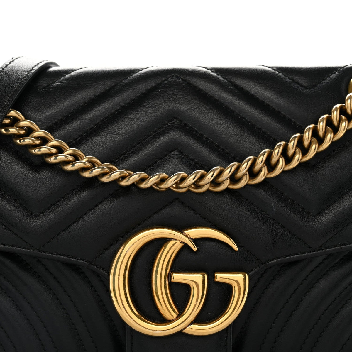 Calfskin Matelasse Small GG Marmont Shoulder Bag Black