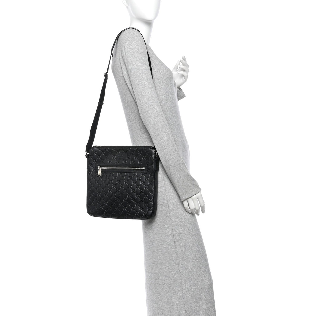 Guccissima Signature Medium Flat Messenger Bag Black