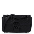 Calfskin Matelasse Monochrome Mini GG Marmont Shoulder Bag Black