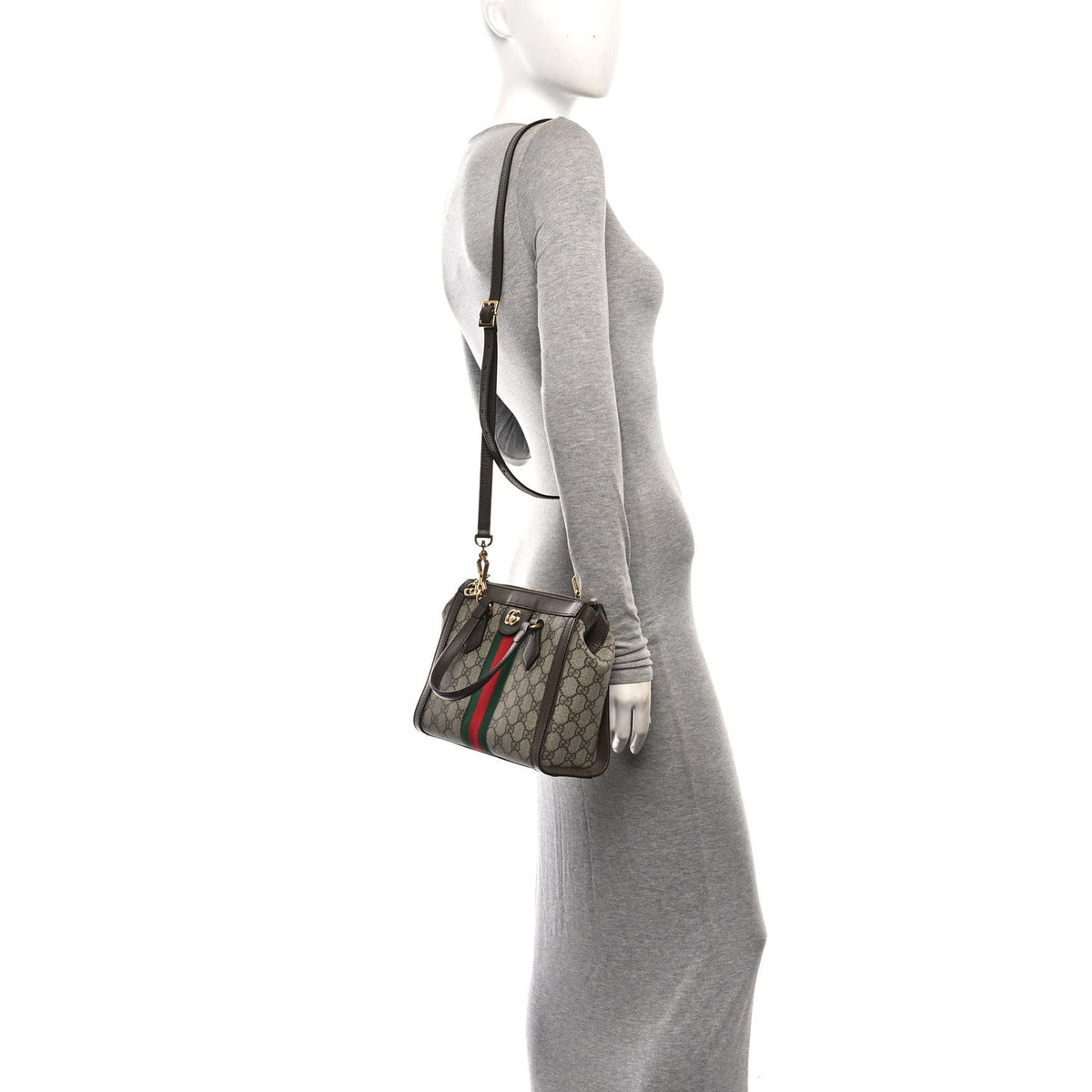 GG Supreme Monogram Small Ophidia Tote Bag Brown