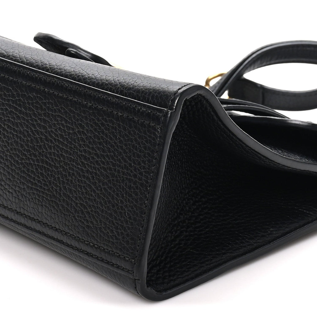 Calfskin Small GG Marmont Top Handle Bag Black