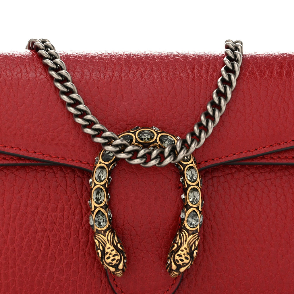 Calfskin Swarovski Crystal Super Mini Dionysus Shoulder Bag Hibiscus Red