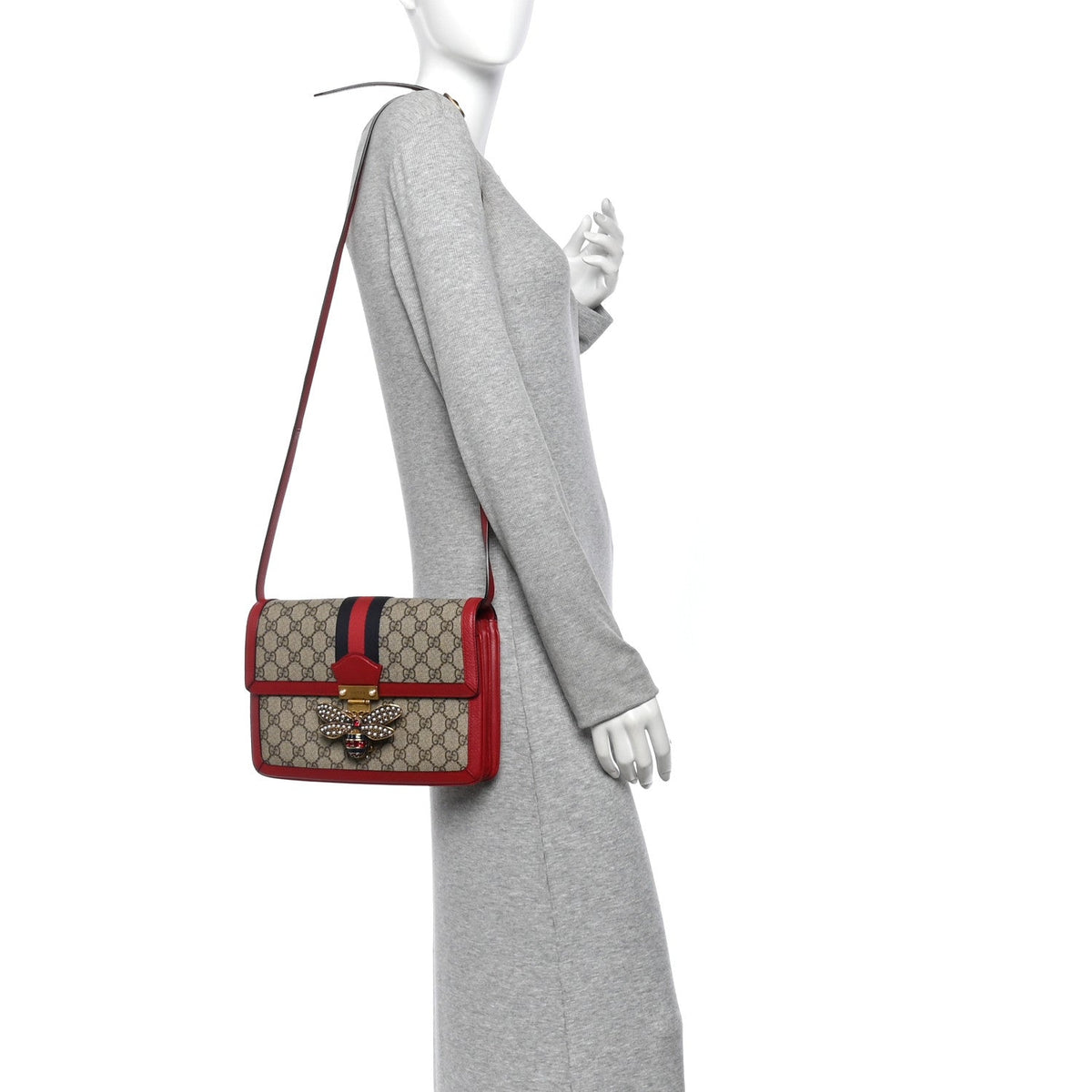 GG Supreme Monogram Medium Queen Margaret Shoulder Bag Red