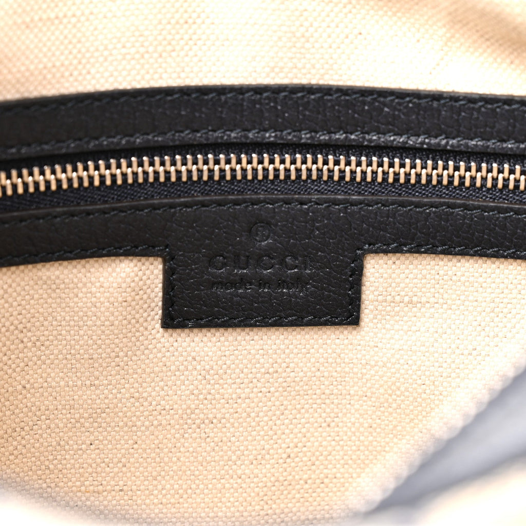 GG Supreme Monogram Textured Calfskin Web Large Attache Shoulder Bag Beige Blue