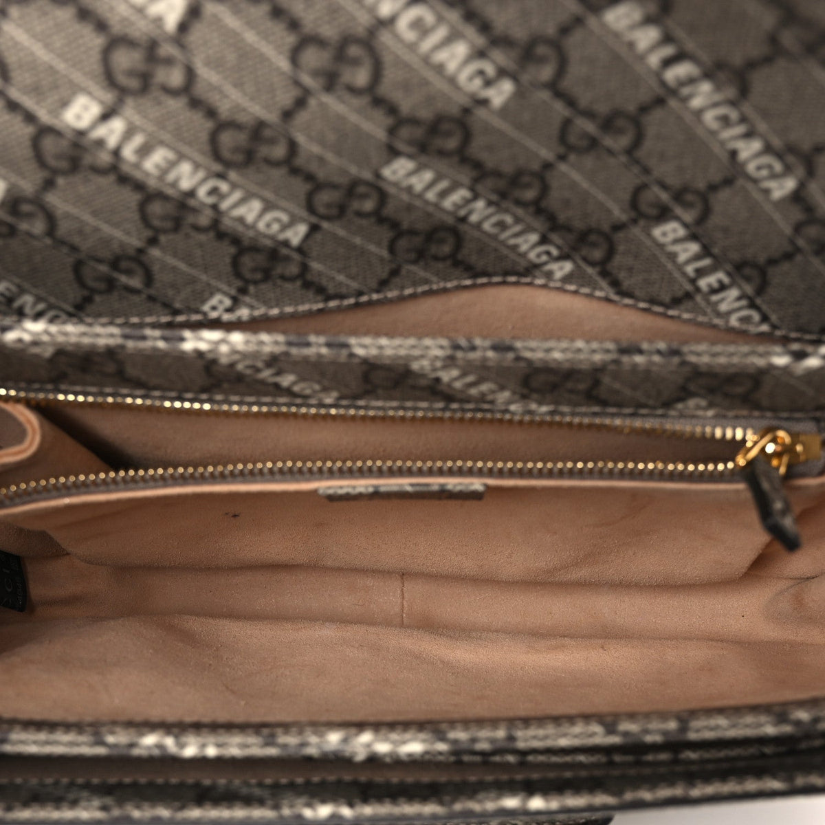 X BALENCIAGA GG Supreme Monogram Logo Print Horsebit 1955 Shoulder Bag Beige Ebony