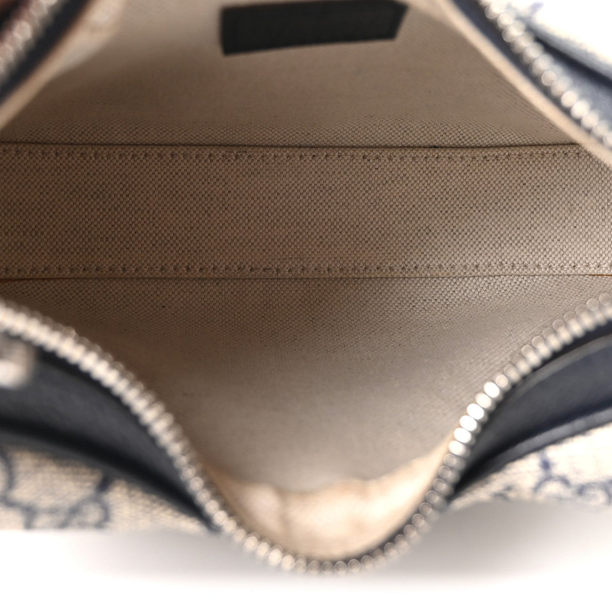 GG Supreme Monogram Textured Calfskin Web Small Attache Shoulder Bag Beige Blue