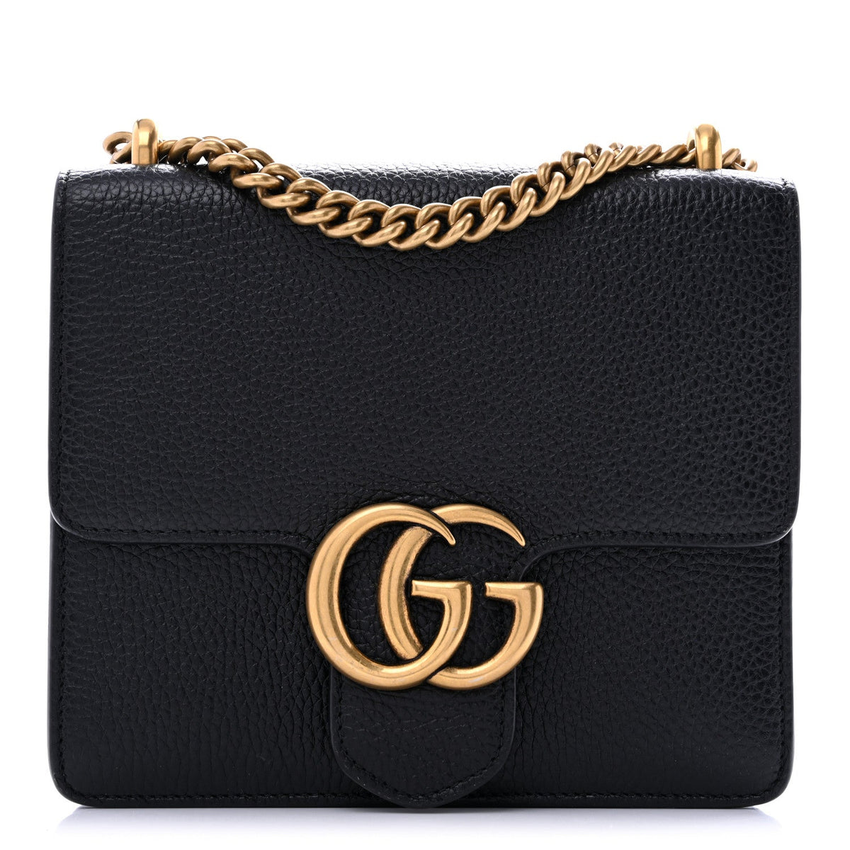 Calfskin Small GG Marmont Chain Handle Bag Black