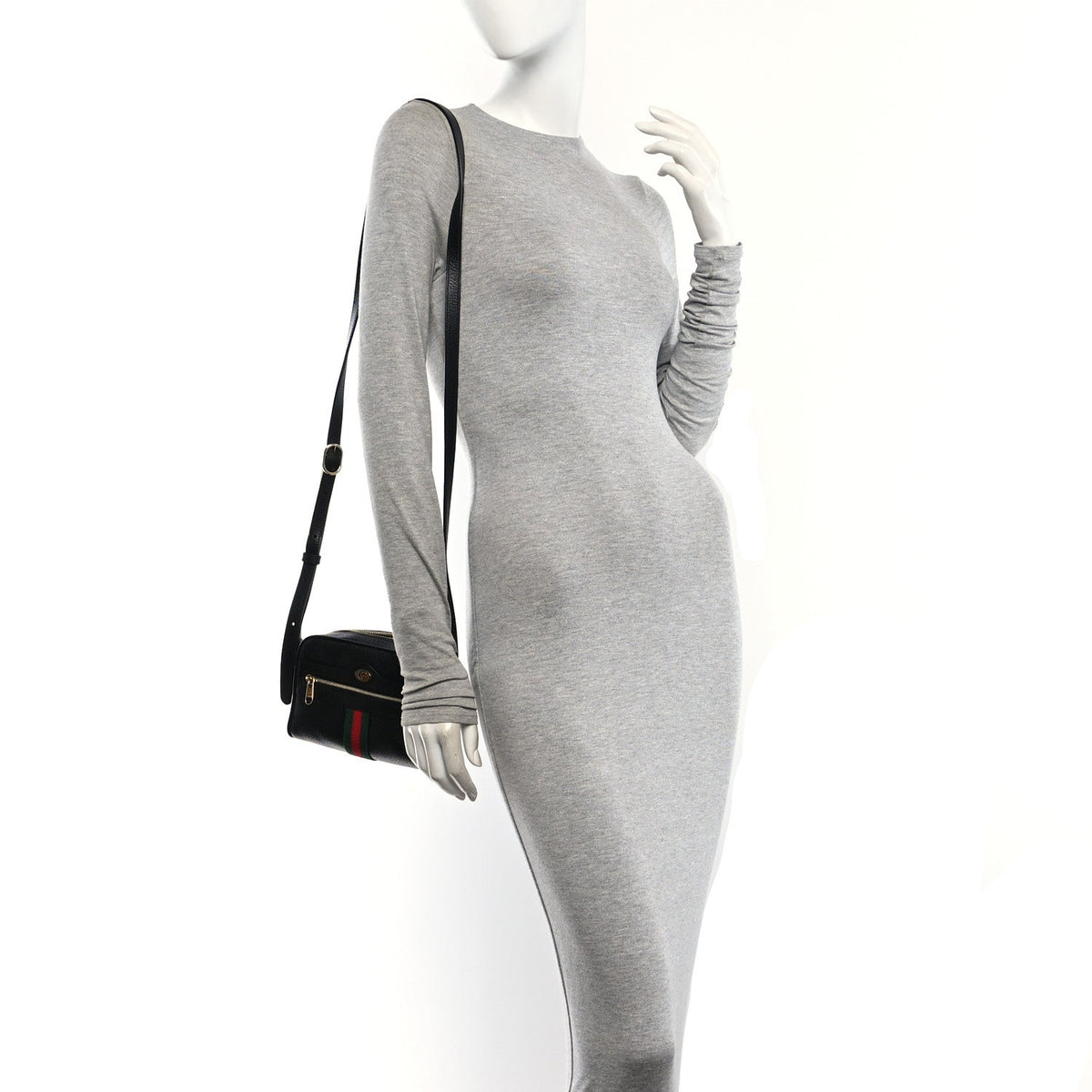 Calfskin Web Mini Ophidia Shoulder Bag Black