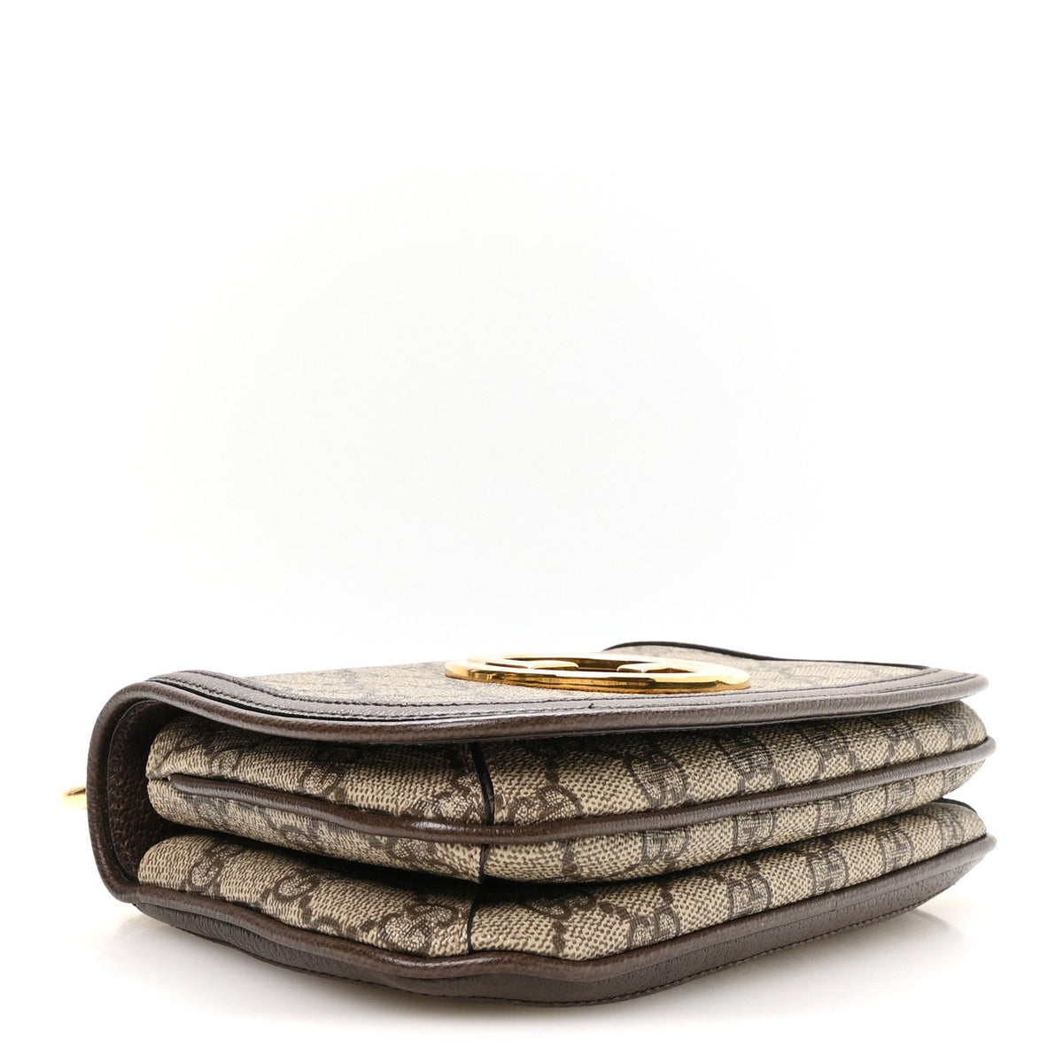 GG Supreme Monogram Textured Dollar Calfskin Mini Blondie Chain Shoulder Flap Bag Beige Ebony New Acero