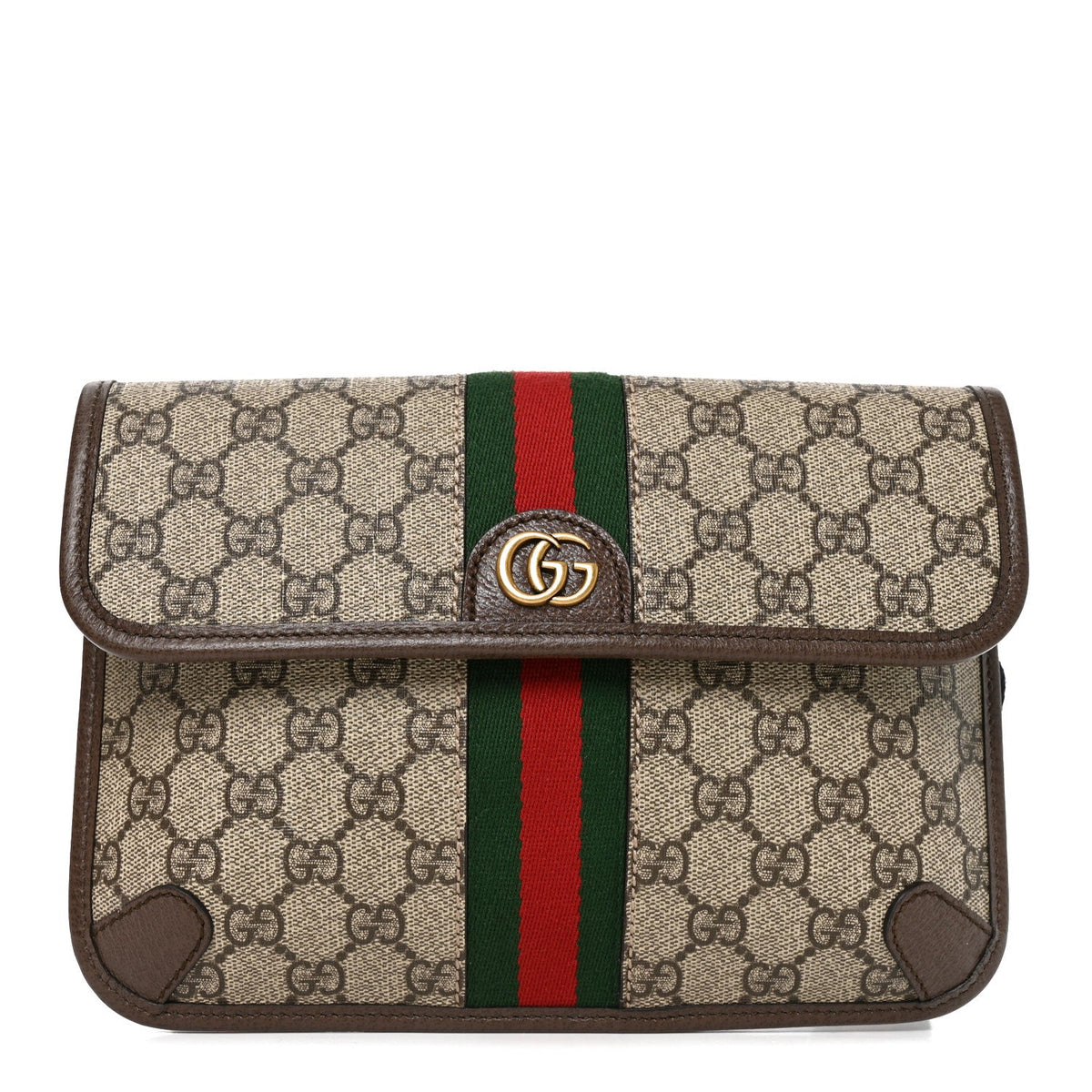 GG Supreme Monogram Web Small Ophidia Belt Bag Brown