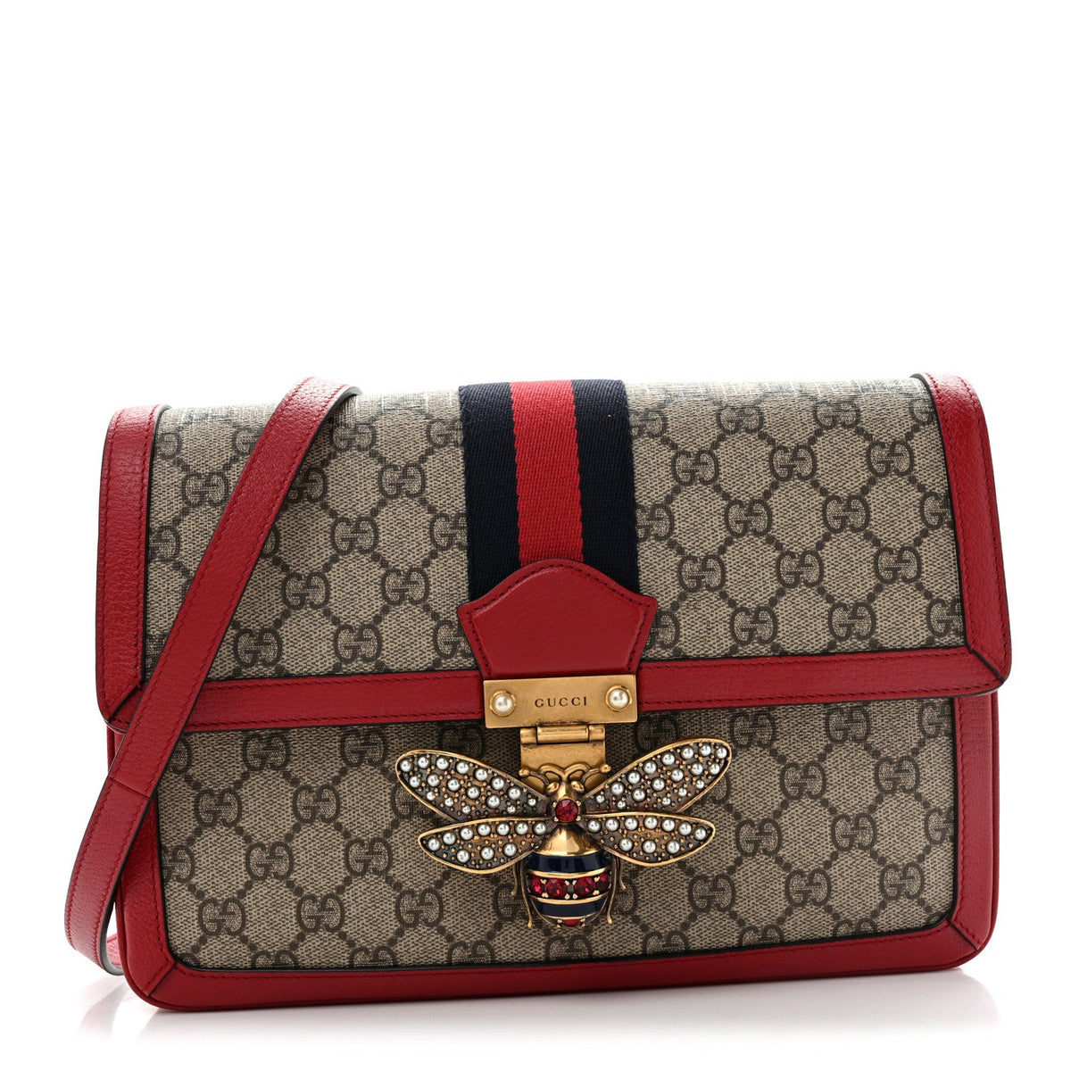GG Supreme Monogram Medium Queen Margaret Shoulder Bag Red