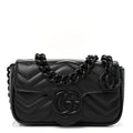 Calfskin Matelasse Monochrome GG Marmont Chain Belt Bag Black
