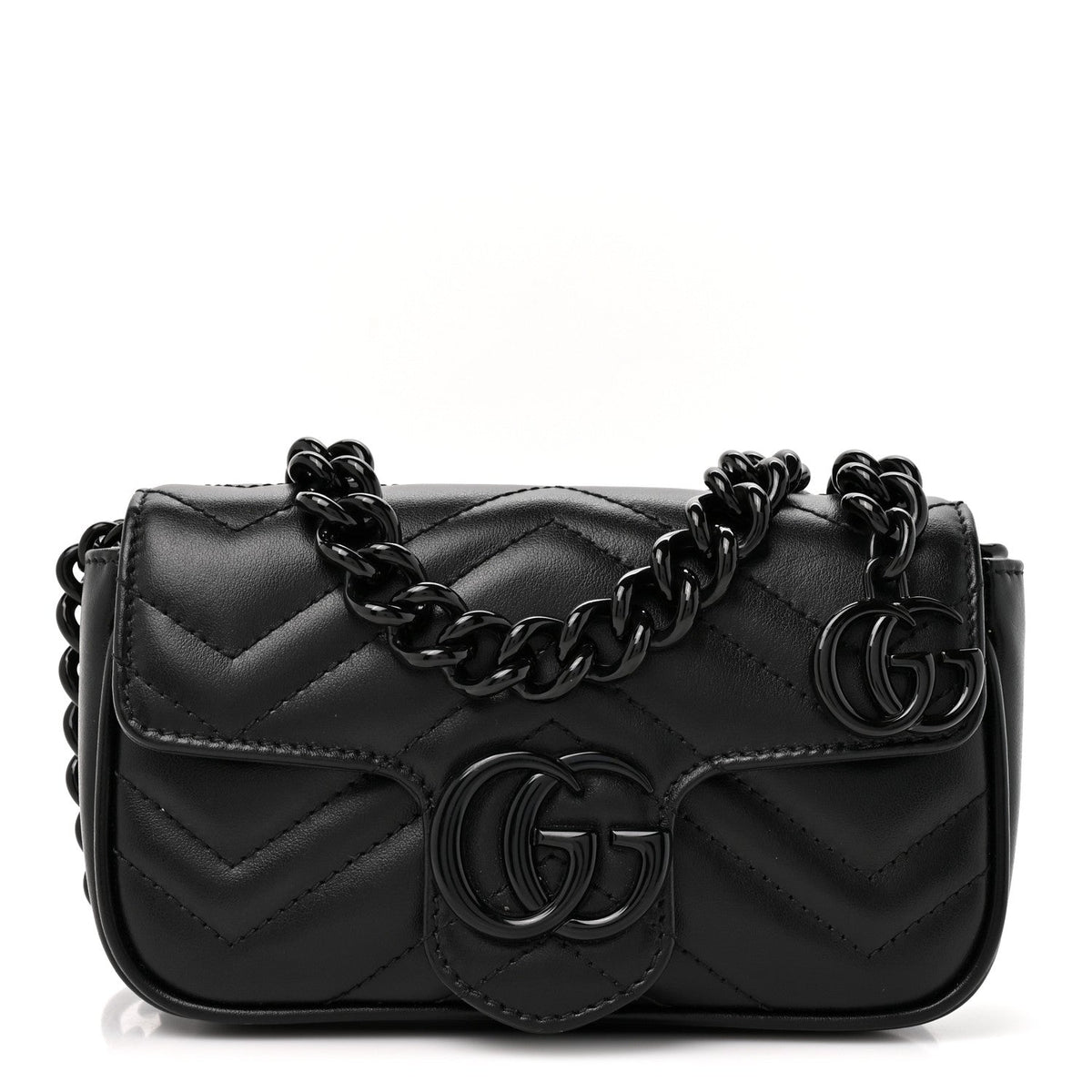 Calfskin Matelasse Monochrome GG Marmont Chain Belt Bag Black